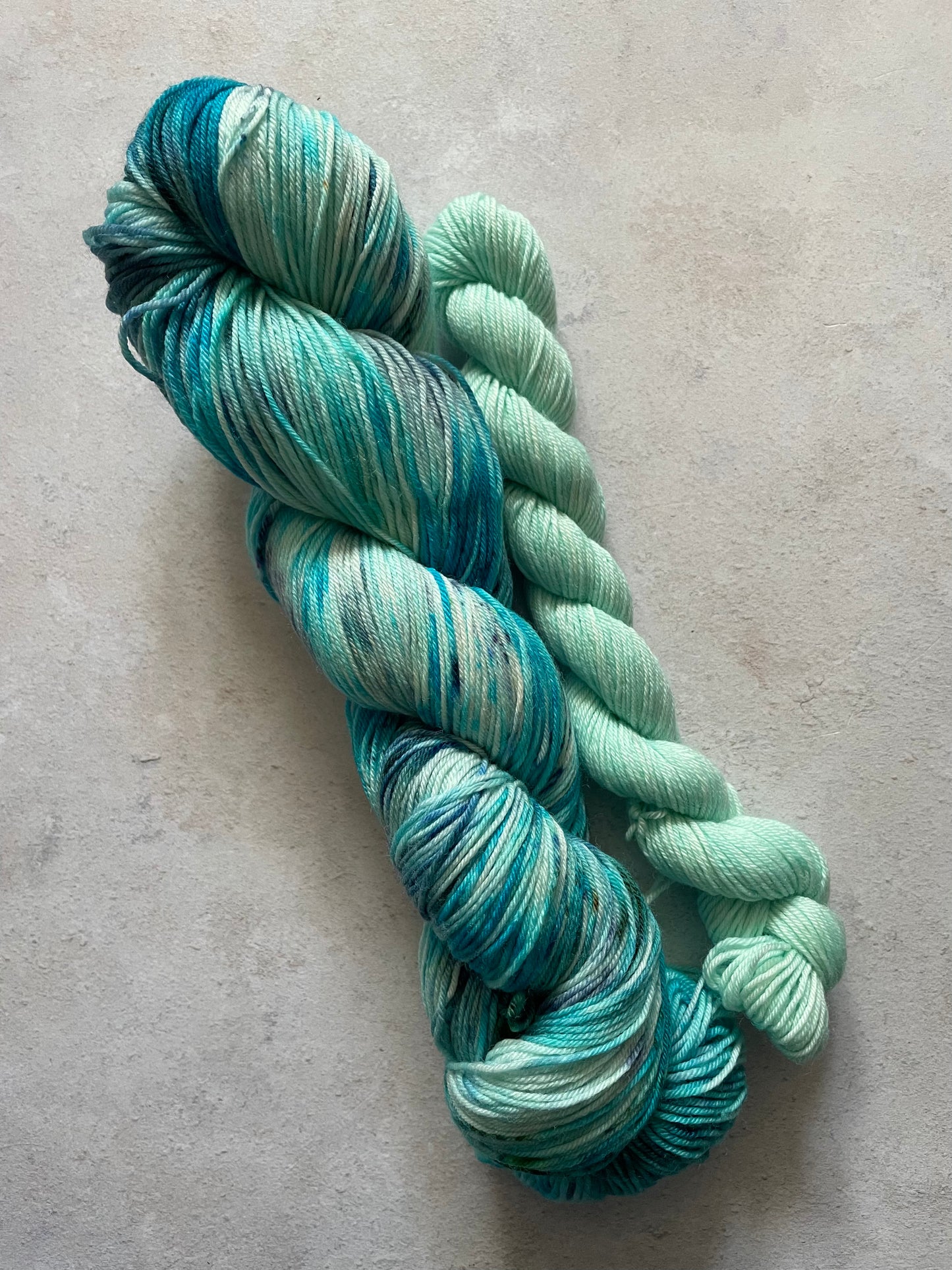 120g sock set with aqua and turquoise main skein and aqua mini skein