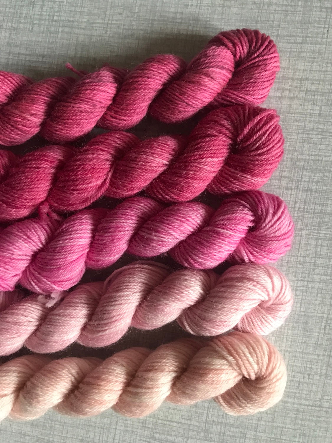 Dyed to order semi solids with 5 shades of pink