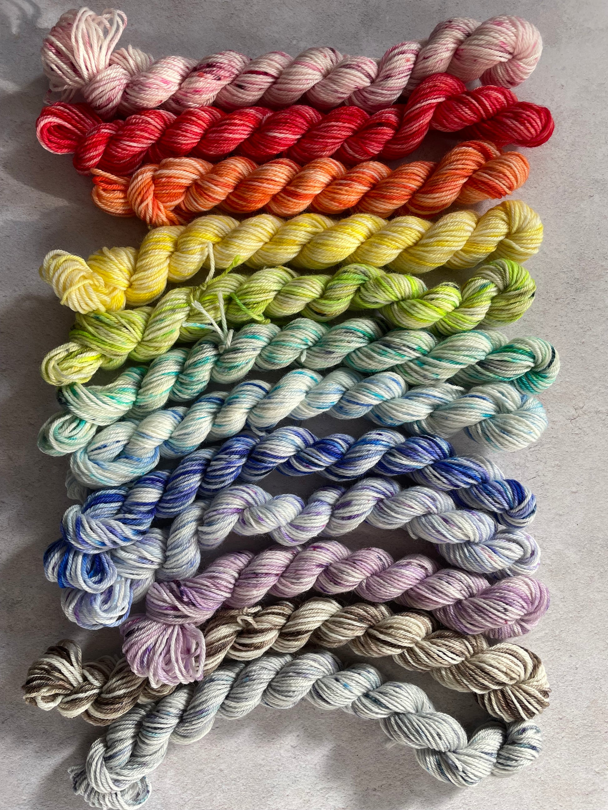 Rainbow sock yarn bundle with 12 mini skeins