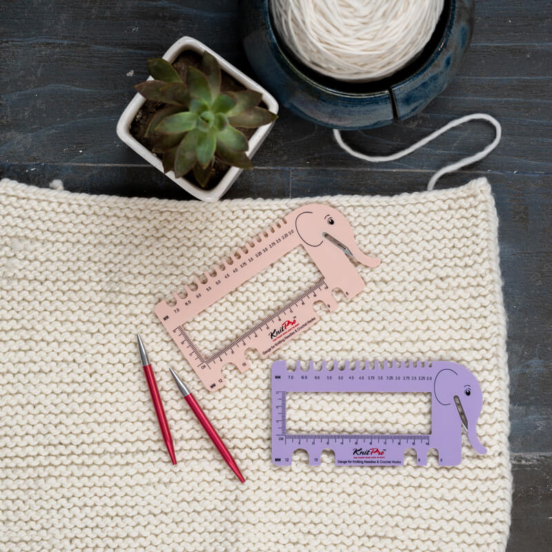 Knit Pro needle and crochet gauge with yarn cutter